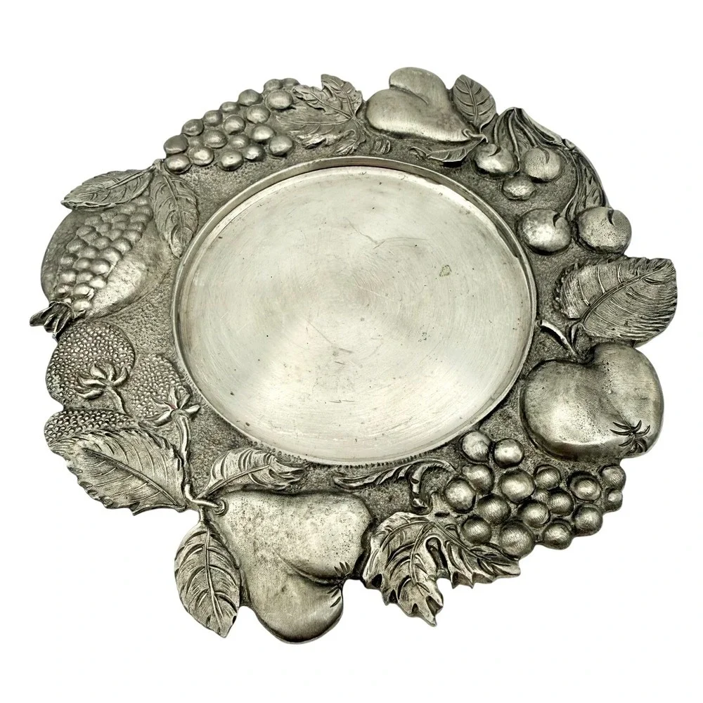 Vintage‎ Italian Pewter Williams Sonoma Fruit Wine Bottle Coaster Grande Cuisine